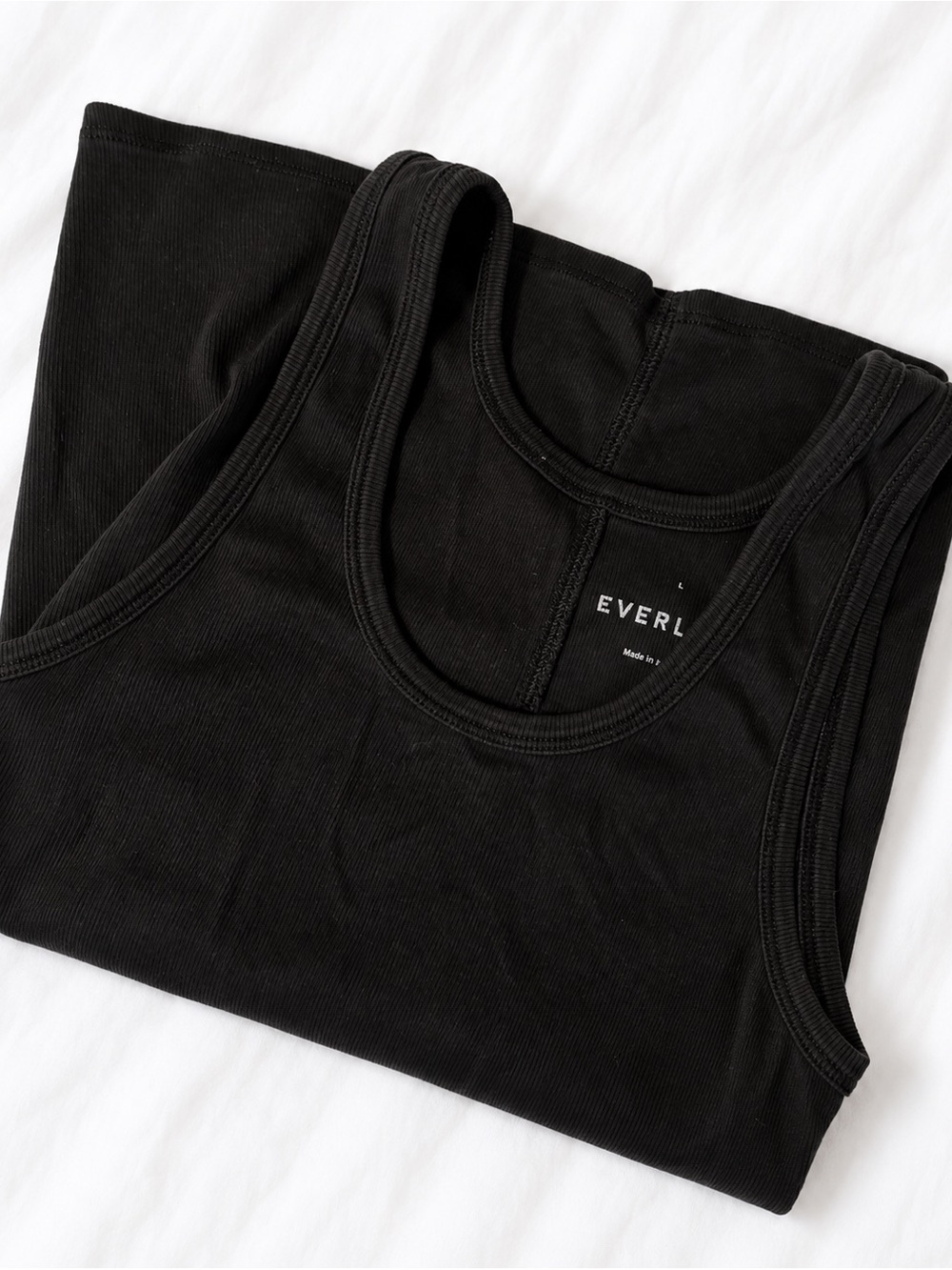 Everlane Black Ribbed Scoop Tank